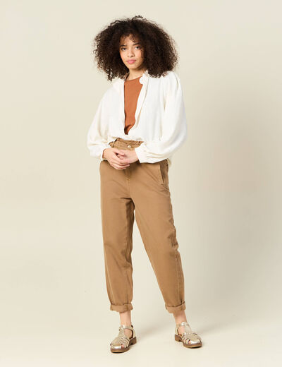 T-shirt éco-responsable marron cognac femme