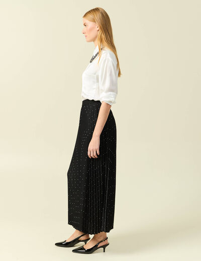 Jupe satin&eacute;e noir femme