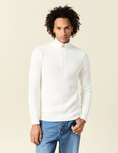 Pull manches longues ecru homme