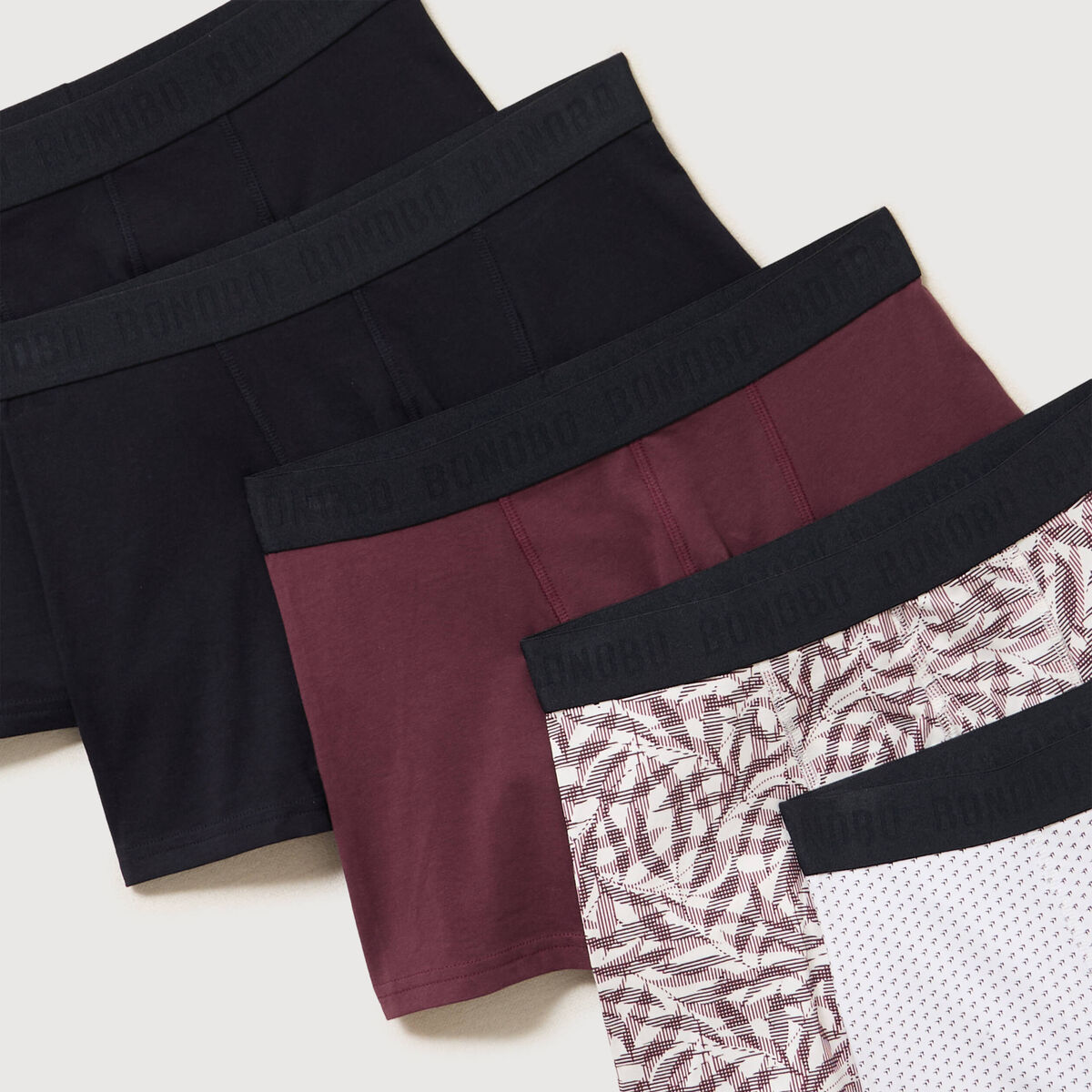 Lot de 5 boxers prune homme