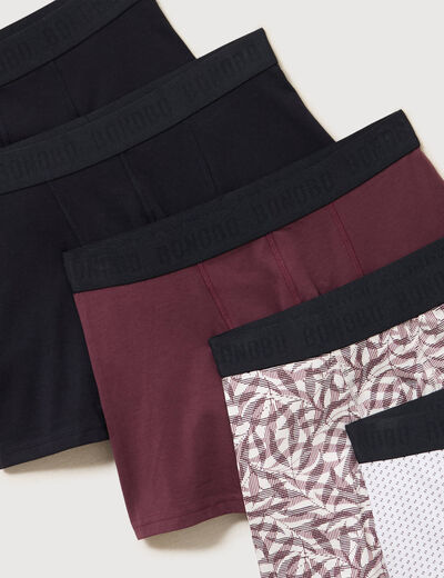 Lot de 5 boxers prune homme