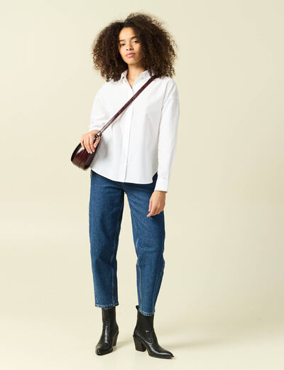 Chemise oversize en coton ecru femme