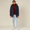 Parka droite à capuche bleu foncé homme