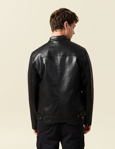 Veste manches longues col biker noir homme