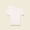 T-shirt asymétrique manches courtes ecru femme