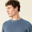 Pull manches longues col rond bleu gris homme