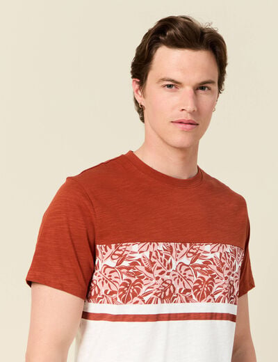 T-shirt en coton manches courtes ecru homme