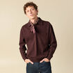 Polo ample manches longues col polo marron fonc&eacute; homme