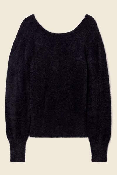 Pull manches longues noir femme