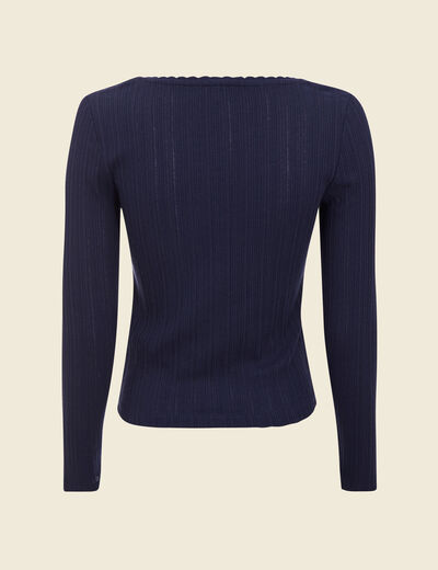 T-shirt à manches longues bleu marine femme