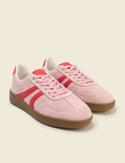 Basket en croute de cuir rose clair femme