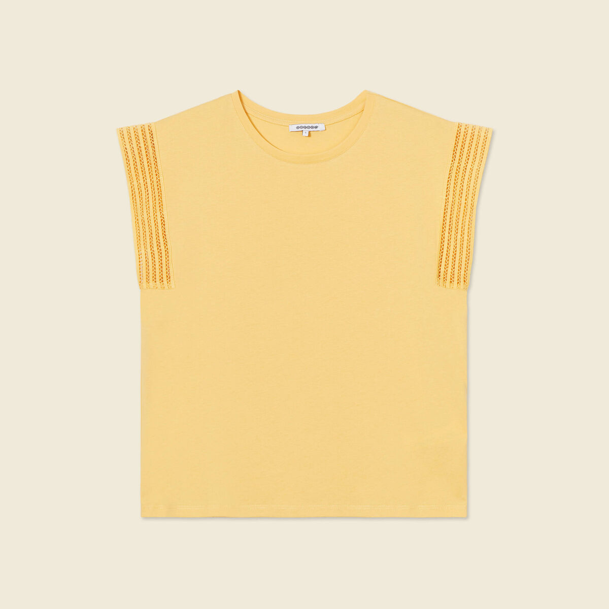 T-shirt manches courtes jaune moutarde femme