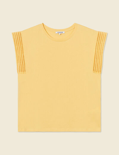 T-shirt manches courtes jaune moutarde femme