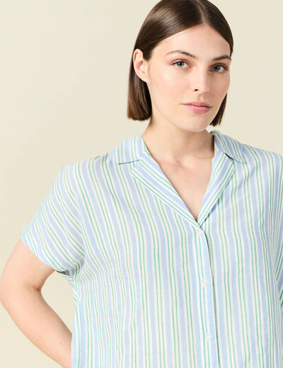 Chemise manches courtes bleu femme