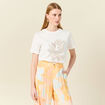T-shirt manches courtes brodé creme femme