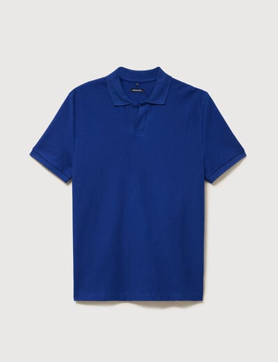 Polo cintr&eacute; manches courtes en coton bleu electrique homme