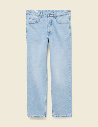 Jeans large longueur 32 en coton denim bleach homme