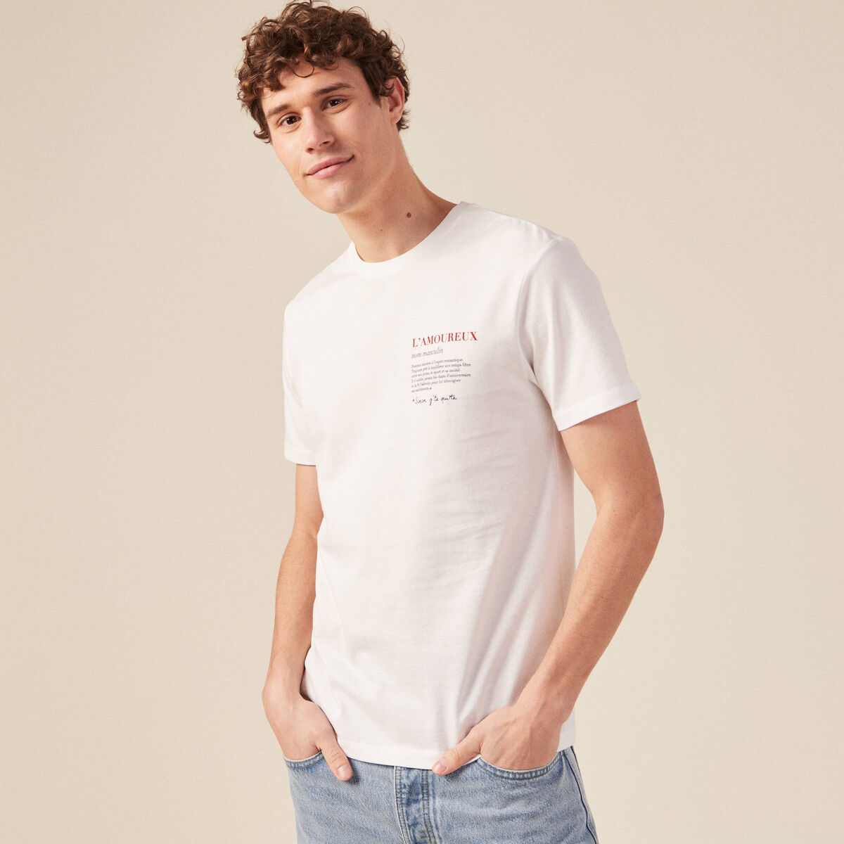 T-shirt manches courtes ecru homme