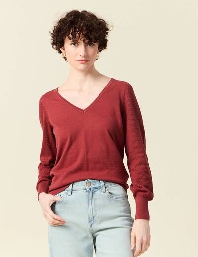 Pull manches longues vieux rose femme