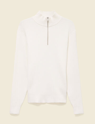 Pull col camionneur ecru homme
