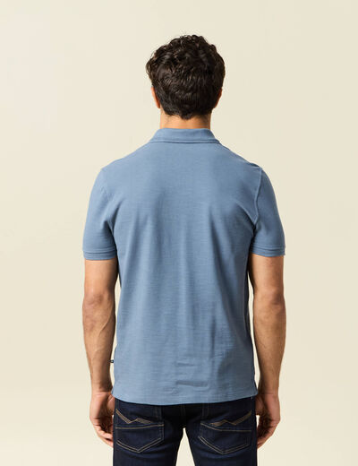 Polo cintré manches courtes en coton bleu foncé homme