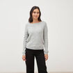 Pull manches longues col bateau gris femme