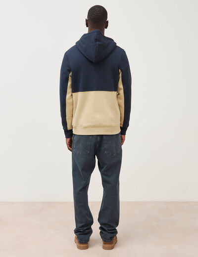 Sweat droit sherpa &agrave; capuche bleu marine homme