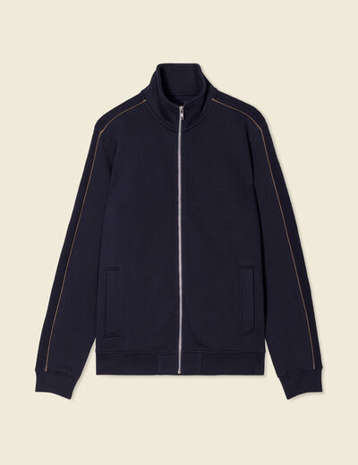 Gilet manches longues zippé bleu marine homme