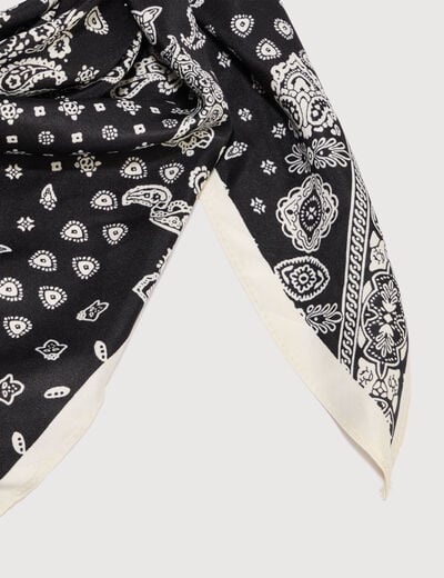 Foulard satin&eacute; noir femme