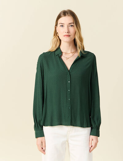 Chemise manches longues vert foncé femme