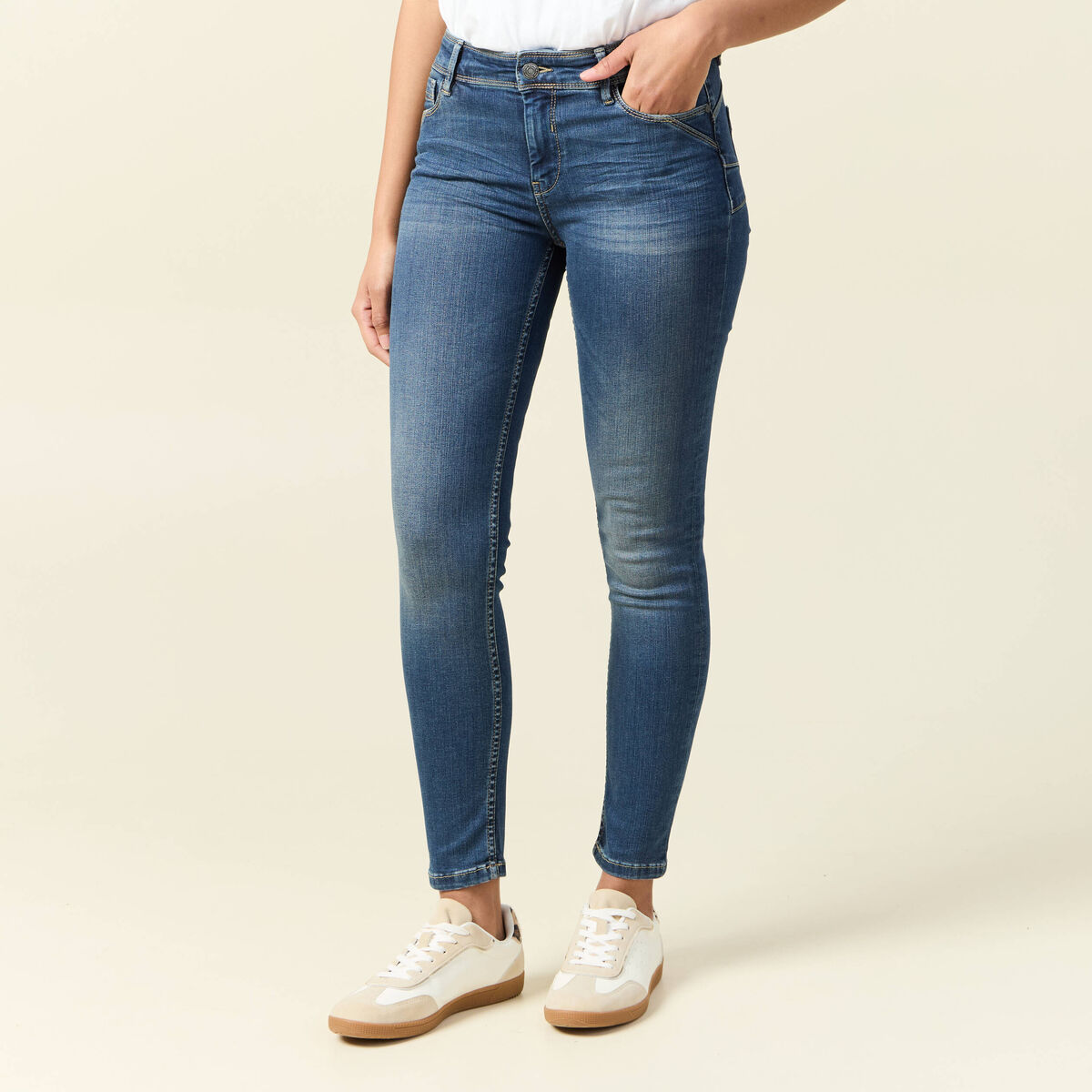 Jeans skinny push up 7/8ème denim stone femme
