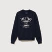 Sweat droit col rond en coton bleu marine homme