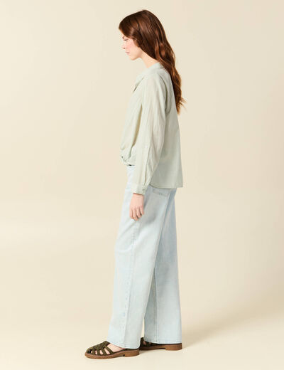 Blouse manches longues vert olive femme
