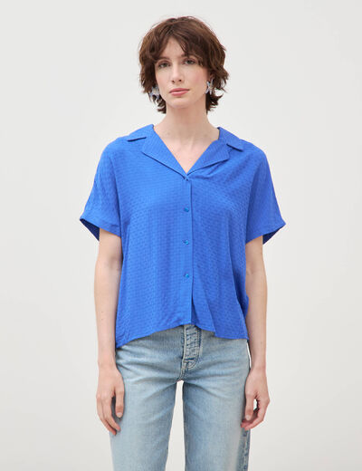 Chemise manches courtes bleu electrique femme