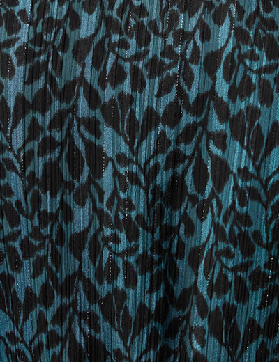 Robe longue évasée manches 3/4 bleu canard femme