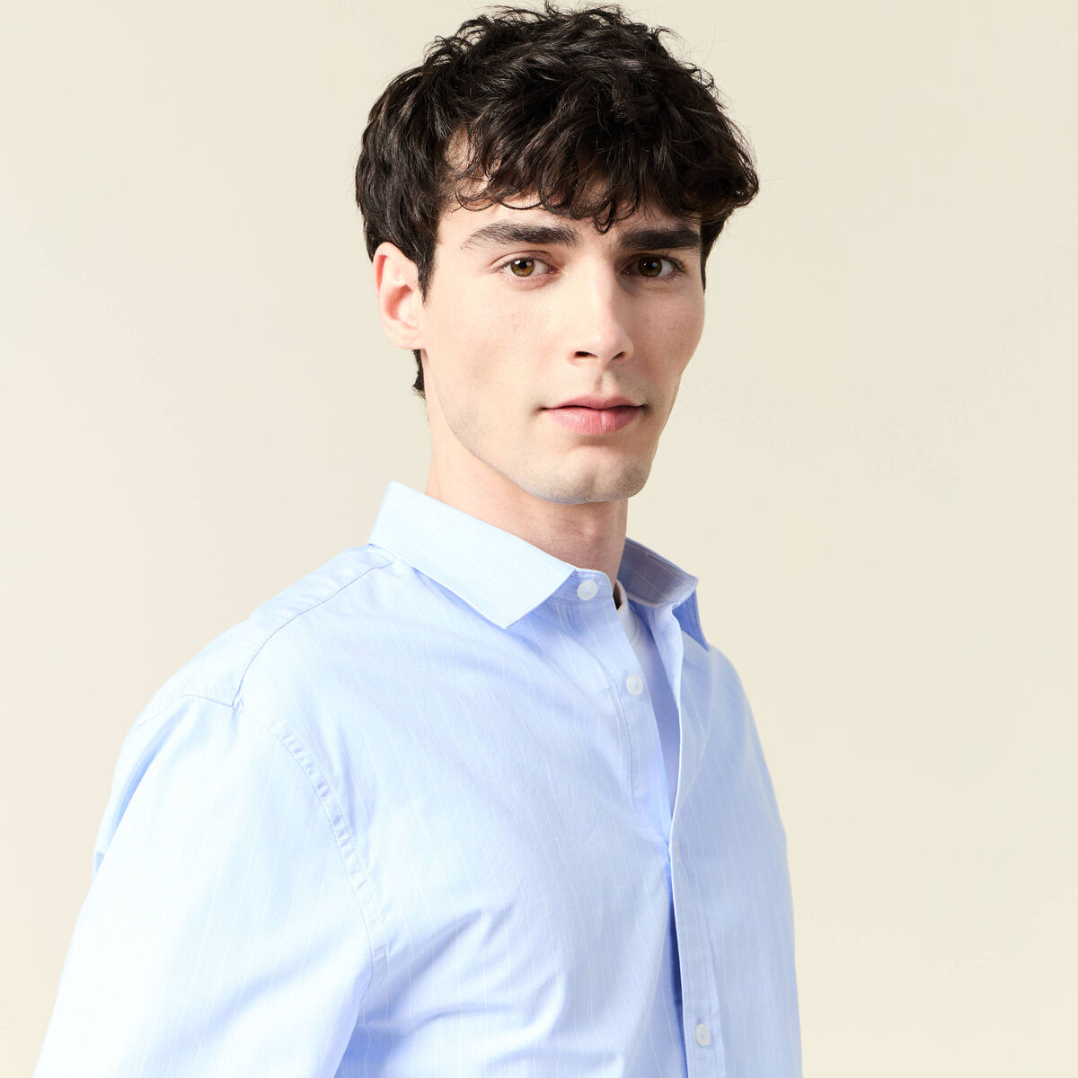 Chemise manches longues bleu ciel homme