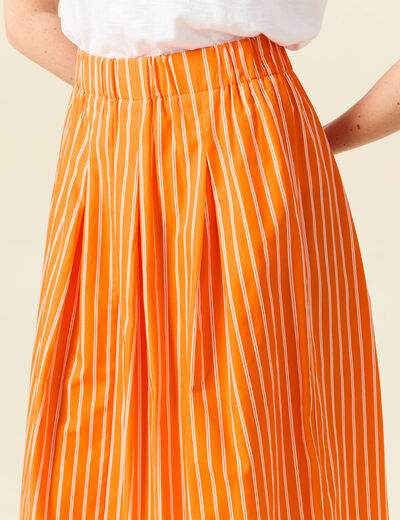 Jupe taille haute en coton orange femme