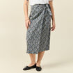 Jupe midi droite bleu marine femme