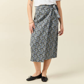 Jupe midi droite bleu marine femme