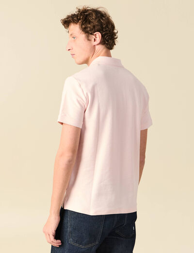 Polo cintr&eacute; manches courtes rose clair homme