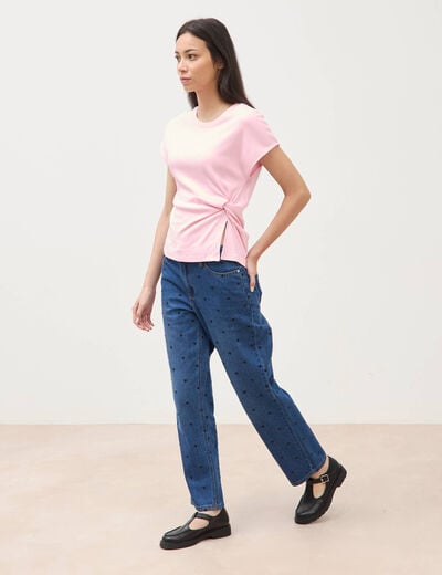 T-shirt en coton rose clair femme