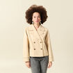Trench oversize court col tailleur beige femme