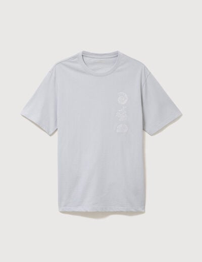 T-shirt ample en coton manches courtes gris clair homme
