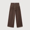 Pantalon large taille standard marron fonc&eacute; femme