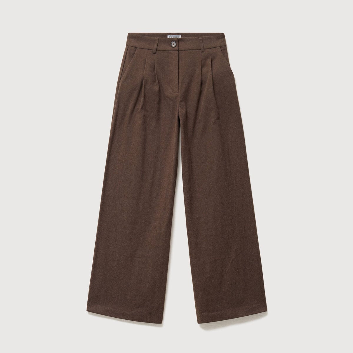 Pantalon large taille standard marron fonc&eacute; femme