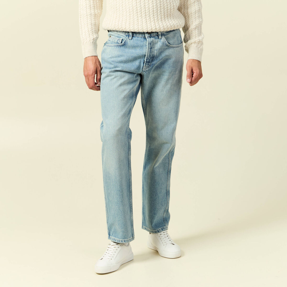 Jeans regular longueur 32 en coton bleu homme