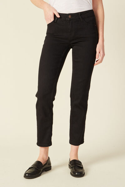 Jeans regular 7/8ème denim noir femme