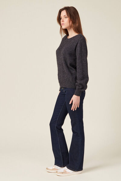 Pull manches longues gris foncé femme
