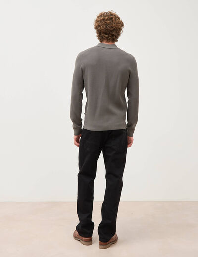 Pull manches longues vert fonc&eacute; homme