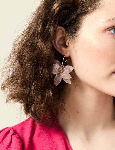 Boucles d'oreilles pendantes vieux rose femme